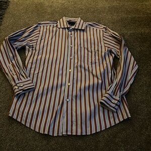 Express Mens Size M Multicolor Striped Premium Woven Cloth Dress Shirt
